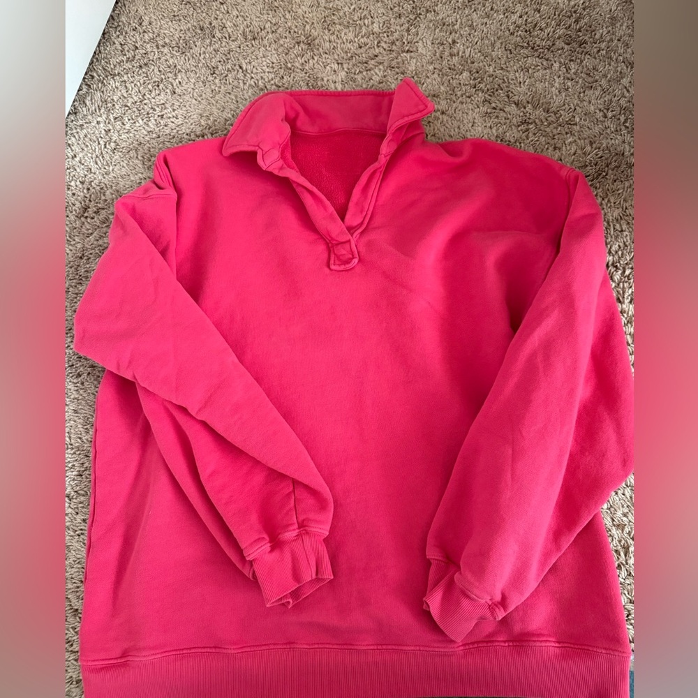 Daily Drills hot pink collard sweatshirt